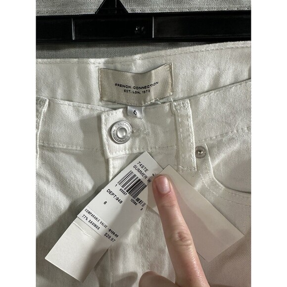 French Connection White Skinny Jeans Size 6 Mid Rise Pockets - Picture 3 of 6